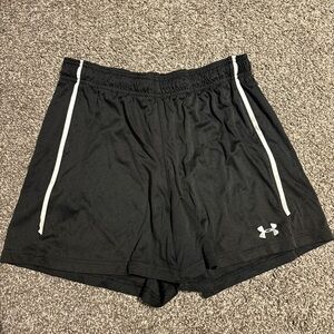 Under Armour Women's Black Athletic Shorts with White Accents
